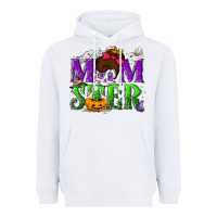 White Momster Halloween Heavyweight Hoodie - NancyCooperArtShop