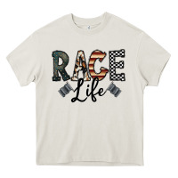 Cream race life Heavy Core Tee - CowhideDigitalArt