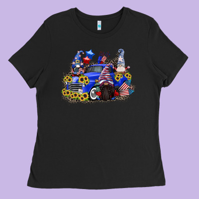 4th Of July Gnomes With Truck Ladies Tee Designed By Cowgirlartshop