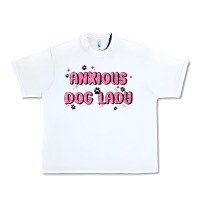 White anxious dog lady Urban Heavy Tee - MaliasSmallBusiness
