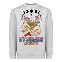 Heather Grey a well read woman is a dangerous creature Heavyweight Sweatshirt - MaliasSmallBusiness