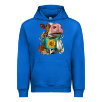 Cobalt Simmental Cow Coffee Cup Urban Hoodie - FaDigitalArtStudio