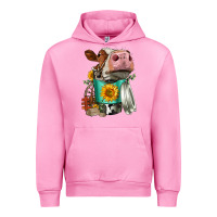Fuchsia Pink Simmental Cow Coffee Cup Urban Hoodie - FaDigitalArtStudio