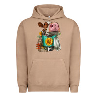 Pigment Burro Simmental Cow Coffee Cup Urban Hoodie - FaDigitalArtStudio