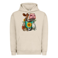 Pigment French Oak Simmental Cow Coffee Cup Urban Hoodie - FaDigitalArtStudio