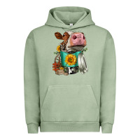 Pigment Oil Green Simmental Cow Coffee Cup Urban Hoodie - FaDigitalArtStudio