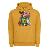 Pigment Peanut Butter Simmental Cow Coffee Cup Urban Hoodie - FaDigitalArtStudio