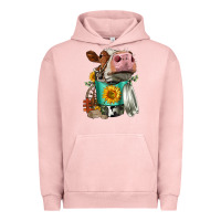 Pigment Salmon Simmental Cow Coffee Cup Urban Hoodie - FaDigitalArtStudio