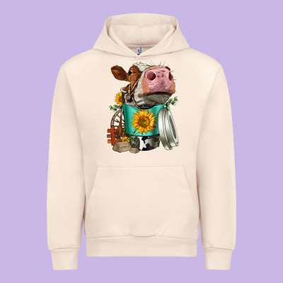 Simmental Cow Coffee Cup Urban Hoodie Designed By Fadigitalartstudio