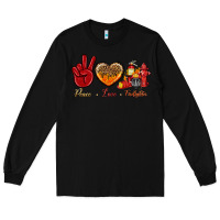 Black peace love firefighter Long Sleeve Tee - NancyCooperArtShop