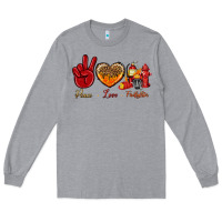 Heather Grey peace love firefighter Long Sleeve Tee - NancyCooperArtShop