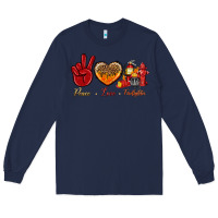 Navy peace love firefighter Long Sleeve Tee - NancyCooperArtShop