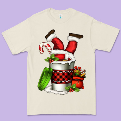 Santa Claus In A Coffee Cup Premium Tee Designed By Fadigitalartstudio