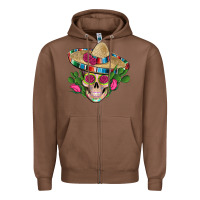 Chestnut mexican skull sombrero roses cactus serape Zipper Hoodie - Artiststas