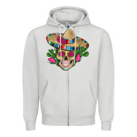 Dove Grey mexican skull sombrero roses cactus serape Zipper Hoodie - Artiststas