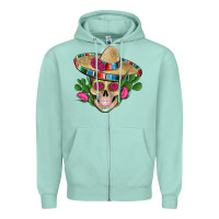 Seafoam mexican skull sombrero roses cactus serape Zipper Hoodie - Artiststas