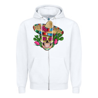 White mexican skull sombrero roses cactus serape Zipper Hoodie - Artiststas