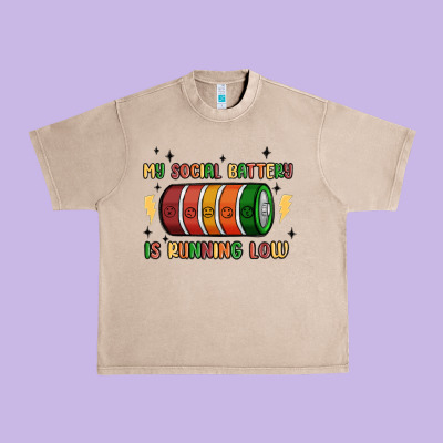 Social Battery Urban Heavy Tee Designed By Maliassmallbusiness