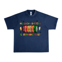Navy social battery Urban Heavy Tee - MaliasSmallBusiness