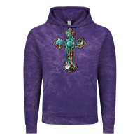 Cloud Purple western cross Vintage Hoodie - BarkalooDesign