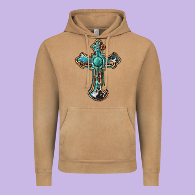 Western Cross Vintage Hoodie Designed By Barkaloodesign