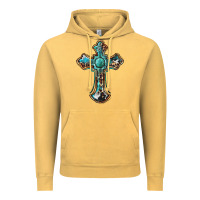 Vintage Mustard western cross Vintage Hoodie - BarkalooDesign