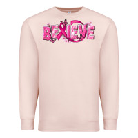 Pale Pink Cancer Believe Premium Sweatshirt - NancyCooperArtShop