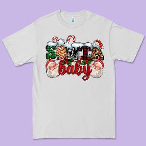 Santa Baby With Santa And Christmas Tree Cake Premium Tee Designed By Adodesignshop