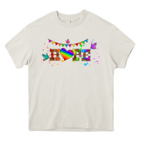 Cream lgbtq hope  libbey glass Heavy Core Tee - HRA Design Shop