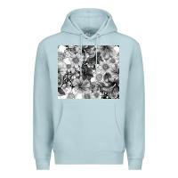 Blue Mist black and white floral Premium Hoodie - TumblerDesignByShophia