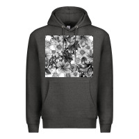 Charcoal Heather black and white floral Premium Hoodie - TumblerDesignByShophia
