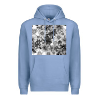 Colony Blue black and white floral Premium Hoodie - TumblerDesignByShophia
