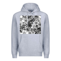 Heather Grey black and white floral Premium Hoodie - TumblerDesignByShophia