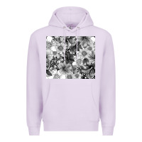 Lilac black and white floral Premium Hoodie - TumblerDesignByShophia