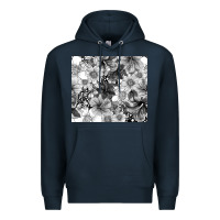 Navy black and white floral Premium Hoodie - TumblerDesignByShophia