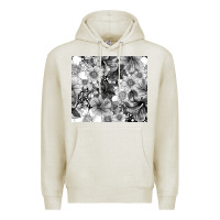 Oatmeal Heather black and white floral Premium Hoodie - TumblerDesignByShophia
