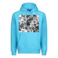 Ocean Blue black and white floral Premium Hoodie - TumblerDesignByShophia