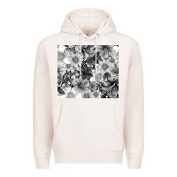 Pale Pink black and white floral Premium Hoodie - TumblerDesignByShophia