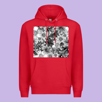 Black And White Floral Premium Hoodie Designed By Tumblerdesignbyshophia