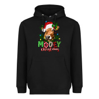 Black Mooey Christmas Heavyweight Hoodie - texasbilliewilder