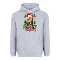 Heather Grey Mooey Christmas Heavyweight Hoodie - texasbilliewilder