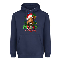Navy Mooey Christmas Heavyweight Hoodie - texasbilliewilder