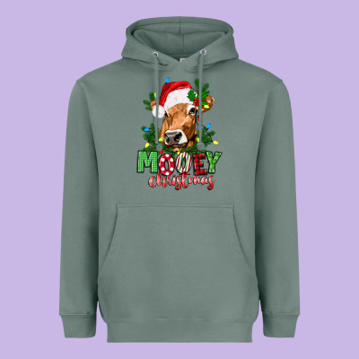 Mooey Christmas Heavyweight Hoodie Designed By Texasbilliewilder