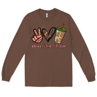 Chestnut peace love coffee Long Sleeve Tee - NancyCooperArtShop