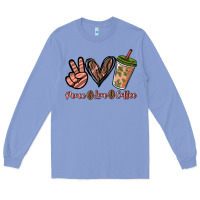 Colony Blue peace love coffee Long Sleeve Tee - NancyCooperArtShop
