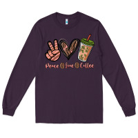 Plum peace love coffee Long Sleeve Tee - NancyCooperArtShop