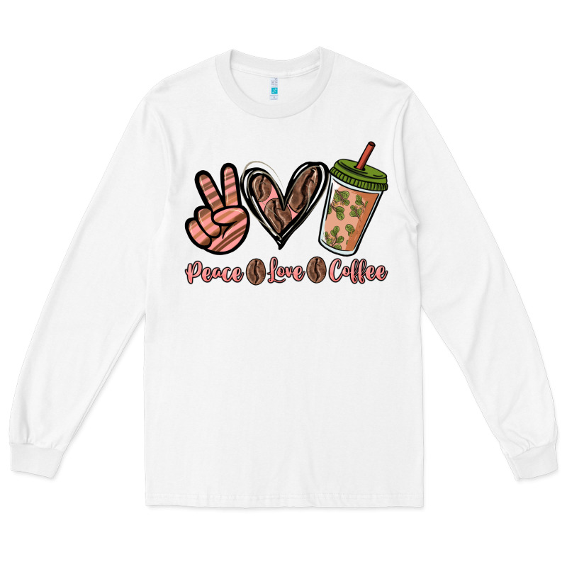 Peace Love Coffee Long Sleeve Tee by NancyCooperArtShop | Teevron