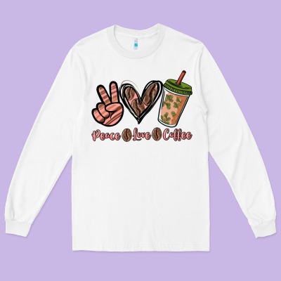 Peace Love Coffee Long Sleeve Tee Designed By Nancycooperartshop