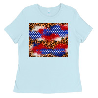 Baby Blue 4th of July USA flag leopard 20oz tumbler Ladies Tee - Neo Western