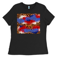 Black 4th of July USA flag leopard 20oz tumbler Ladies Tee - Neo Western
